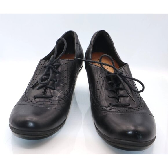 Cobb Hill Womens Black Leather Lace-Up Heeled Oxford Shoes Victorian Sz 7 - Picture 1 of 7